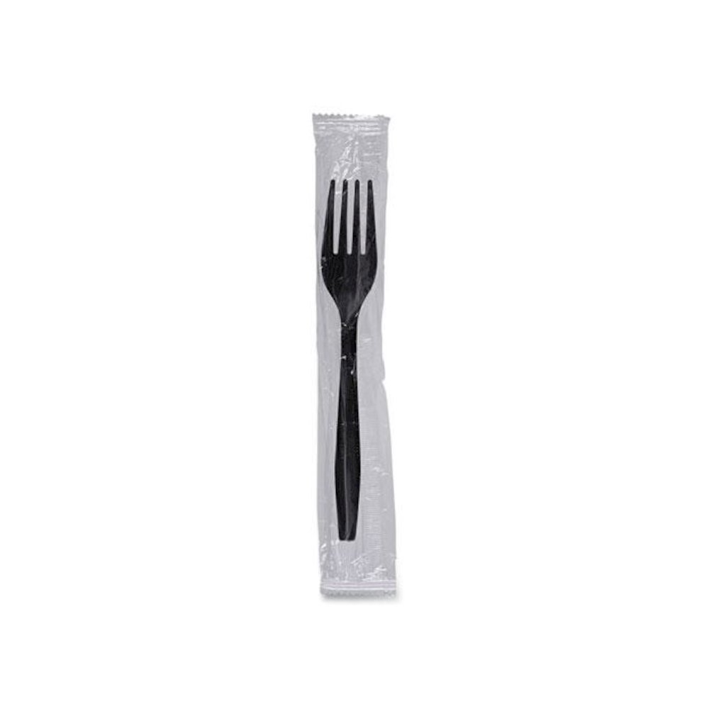 Heavyweight Wrapped Polypropylene Cutlery, Fork, Plastic, Black, 1,000/Carton. Picture 6