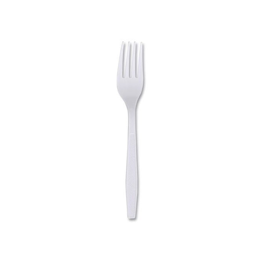 Heavyweight Wrapped Polypropylene Cutlery, Fork, Plastic, White, 1,000/Carton. Picture 1