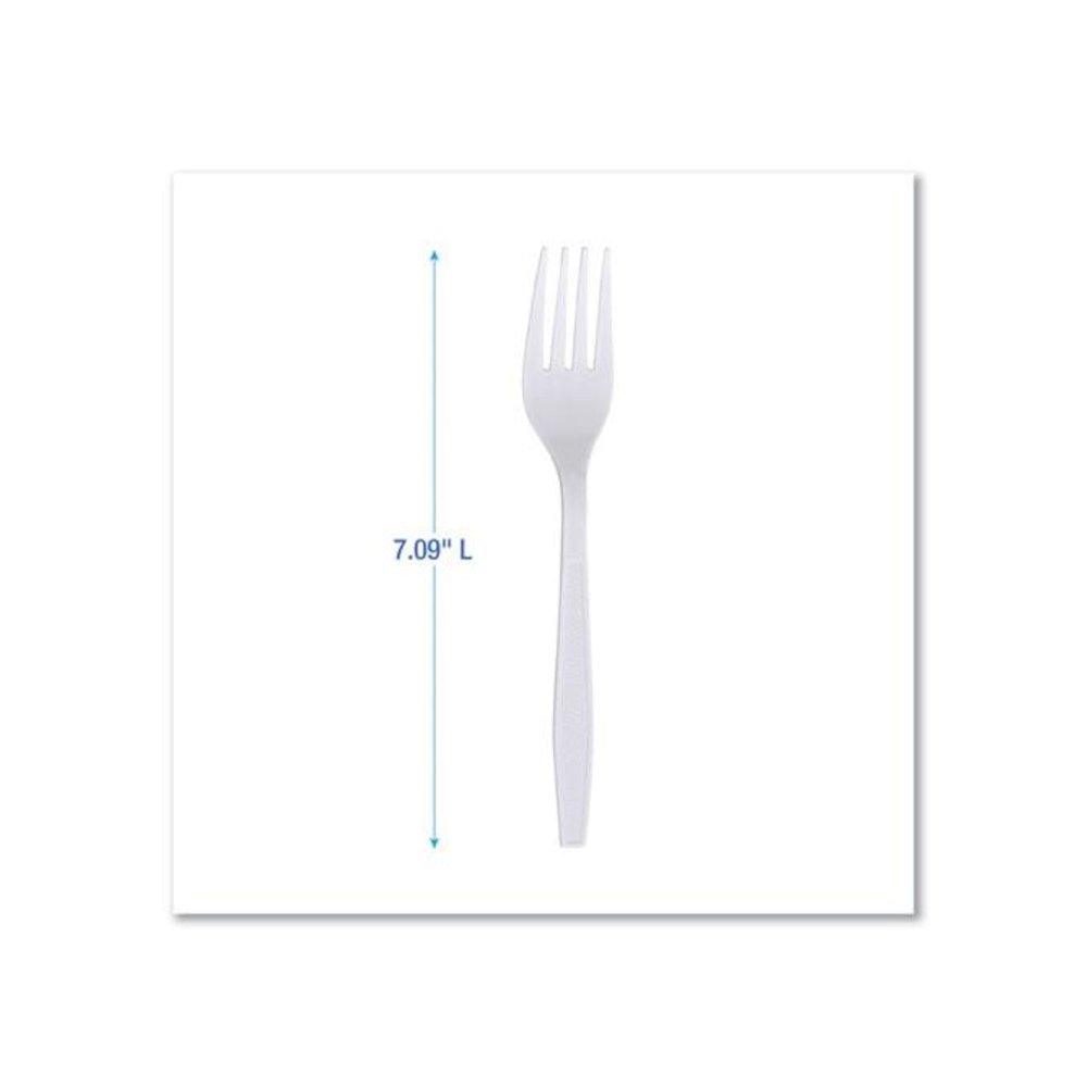 Heavyweight Wrapped Polypropylene Cutlery, Fork, Plastic, White, 1,000/Carton. Picture 3
