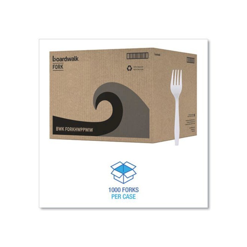 Heavyweight Wrapped Polypropylene Cutlery, Fork, Plastic, White, 1,000/Carton. Picture 4