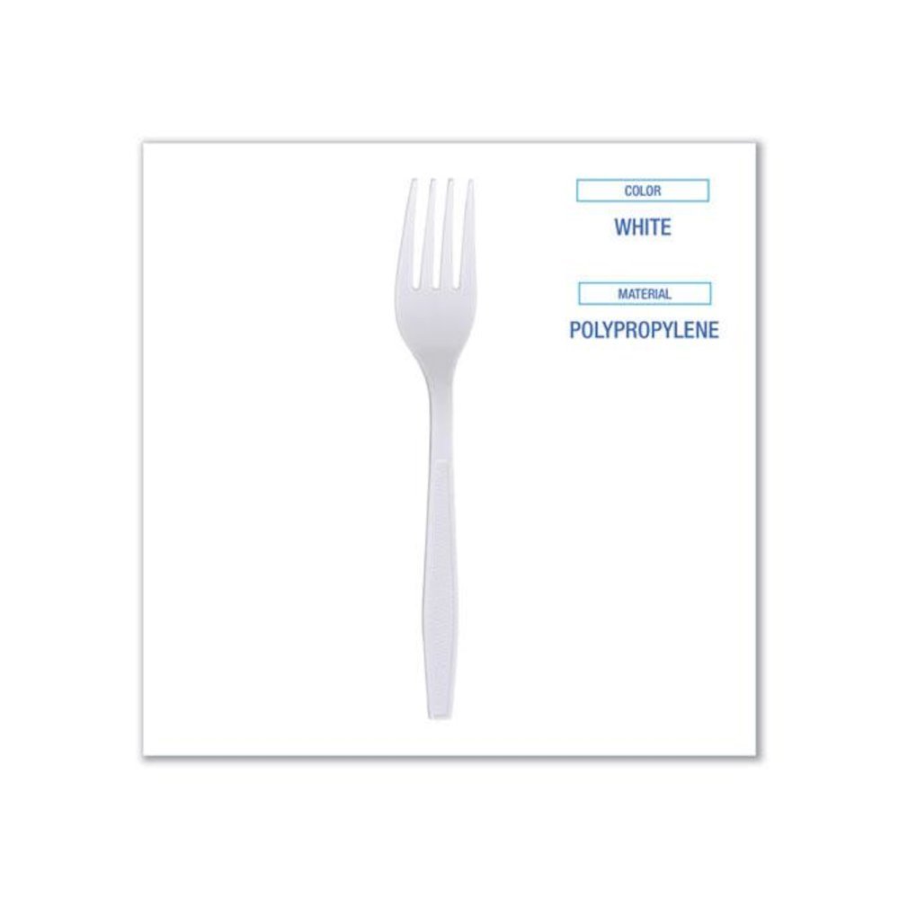 Heavyweight Wrapped Polypropylene Cutlery, Fork, Plastic, White, 1,000/Carton. Picture 5