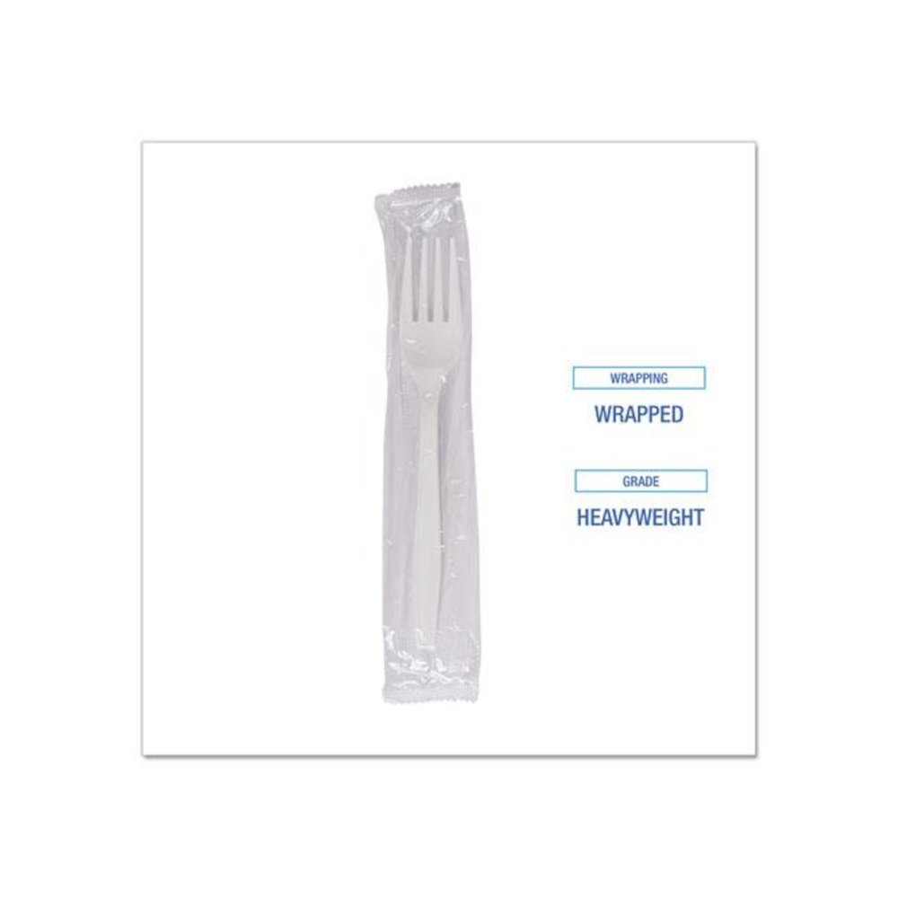 Heavyweight Wrapped Polypropylene Cutlery, Fork, Plastic, White, 1,000/Carton. Picture 7