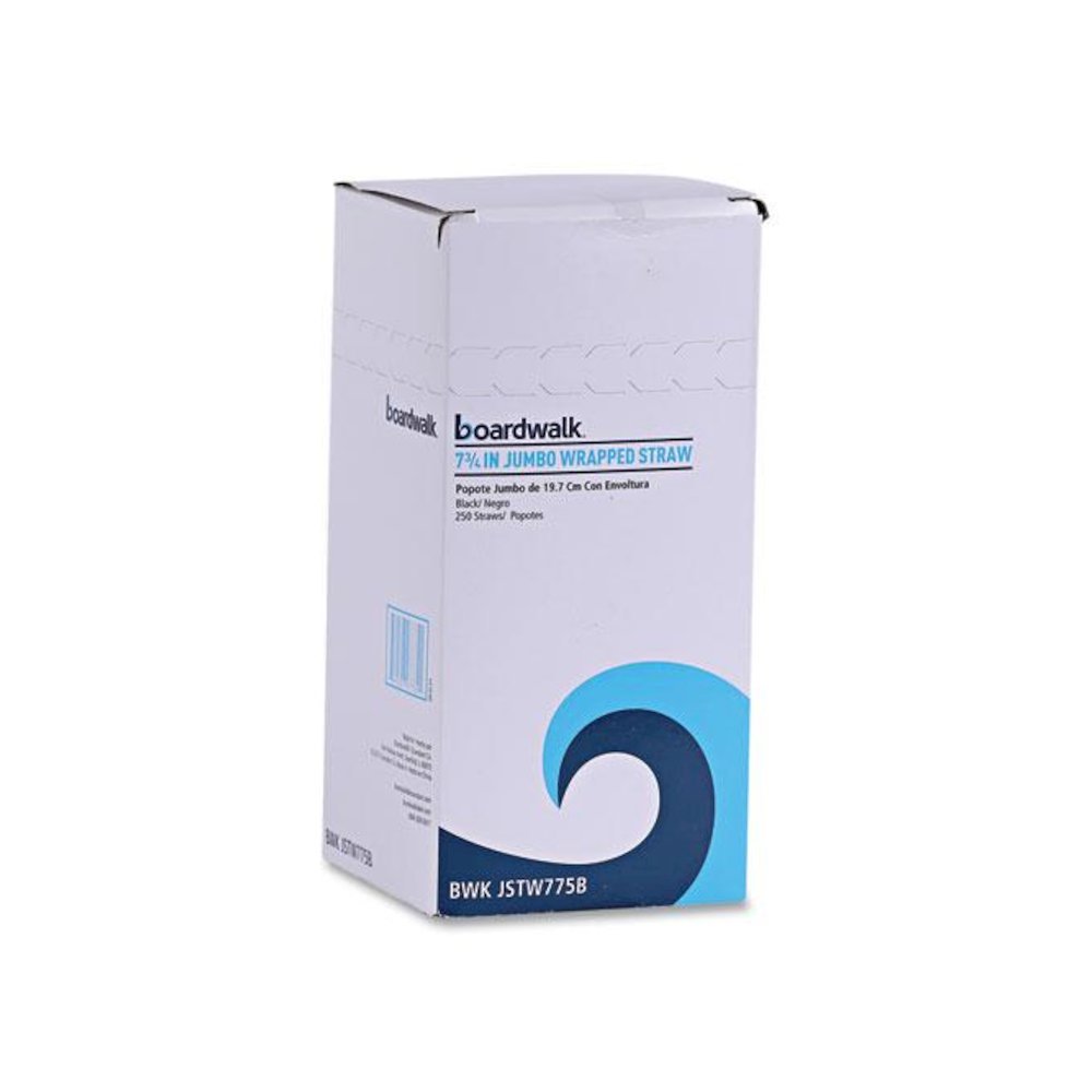 Wrapped Jumbo Straws, 7.75", Polypropylene, Black, 250/Pack, 50 Packs/Carton. Picture 3