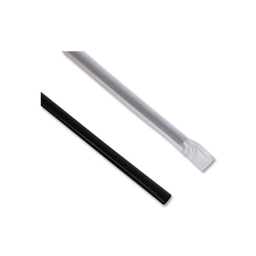 Wrapped Jumbo Straws, 7.75", Polypropylene, Black, 250/Pack, 50 Packs/Carton. Picture 6