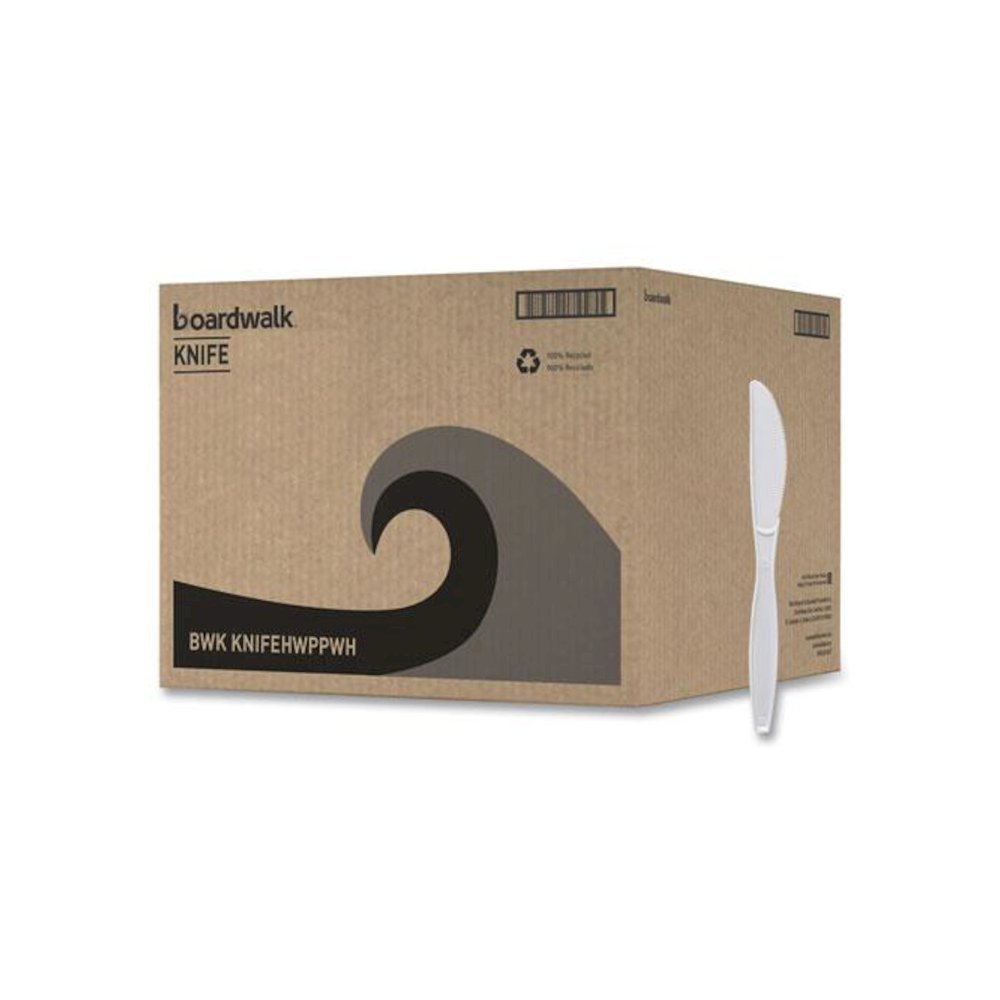 Heavyweight Polypropylene Cutlery, Knife, Plastic, White, 1,000/Carton. Picture 2
