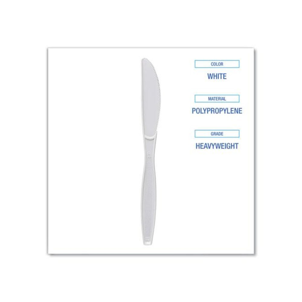 Heavyweight Polypropylene Cutlery, Knife, Plastic, White, 1,000/Carton. Picture 4