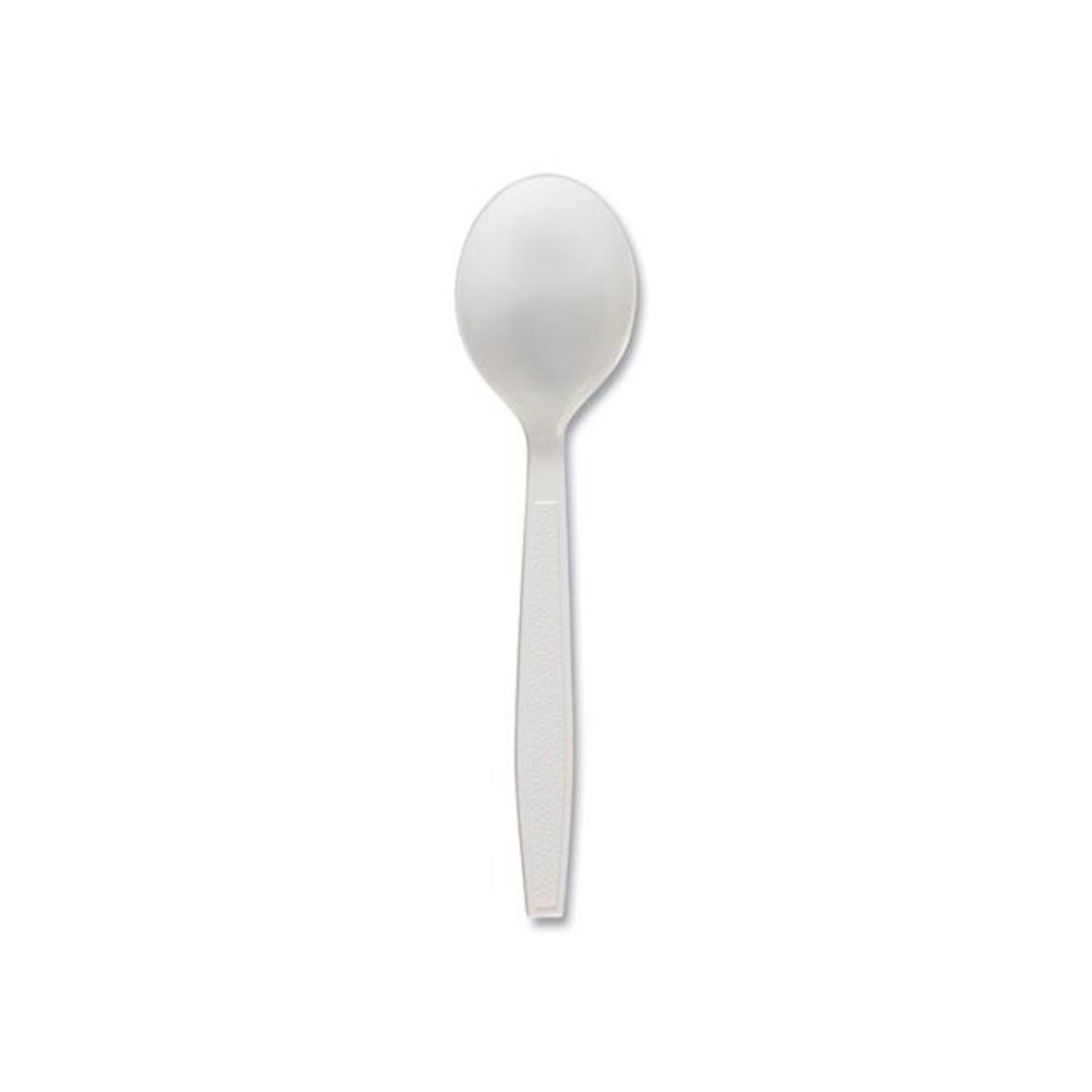 Heavyweight Polypropylene Cutlery, Soup Spoon, Plastic, White, 1,000/Carton. Picture 1