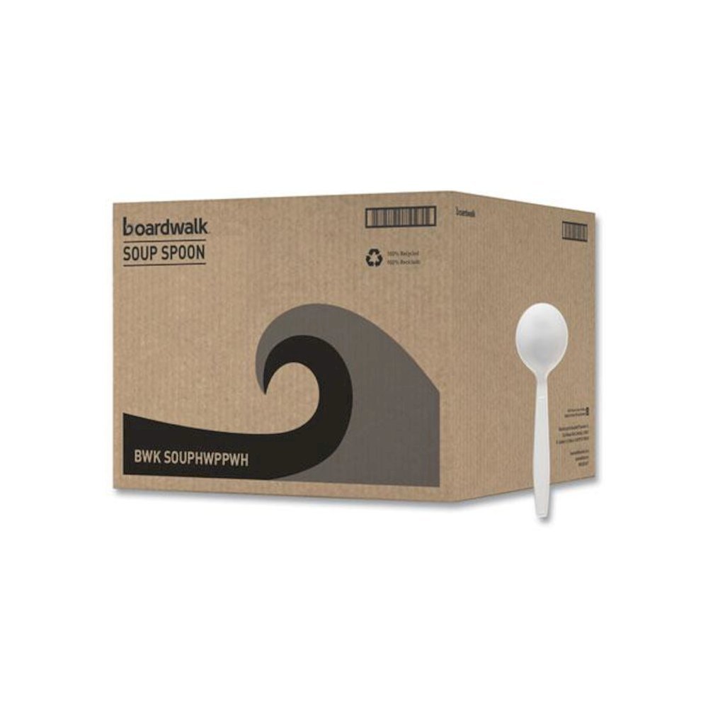 Heavyweight Polypropylene Cutlery, Soup Spoon, Plastic, White, 1,000/Carton. Picture 2