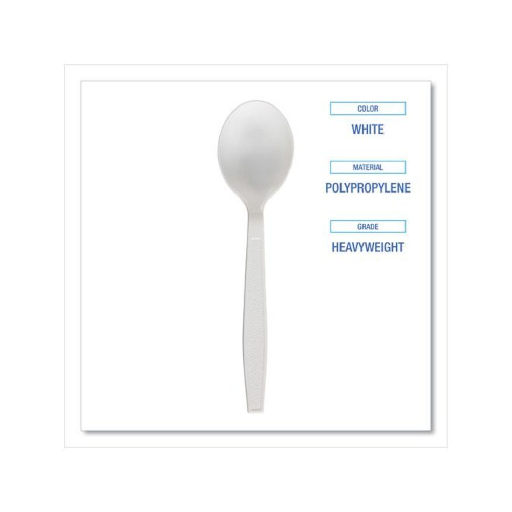 Heavyweight Polypropylene Cutlery, Soup Spoon, Plastic, White, 1,000/Carton. Picture 5