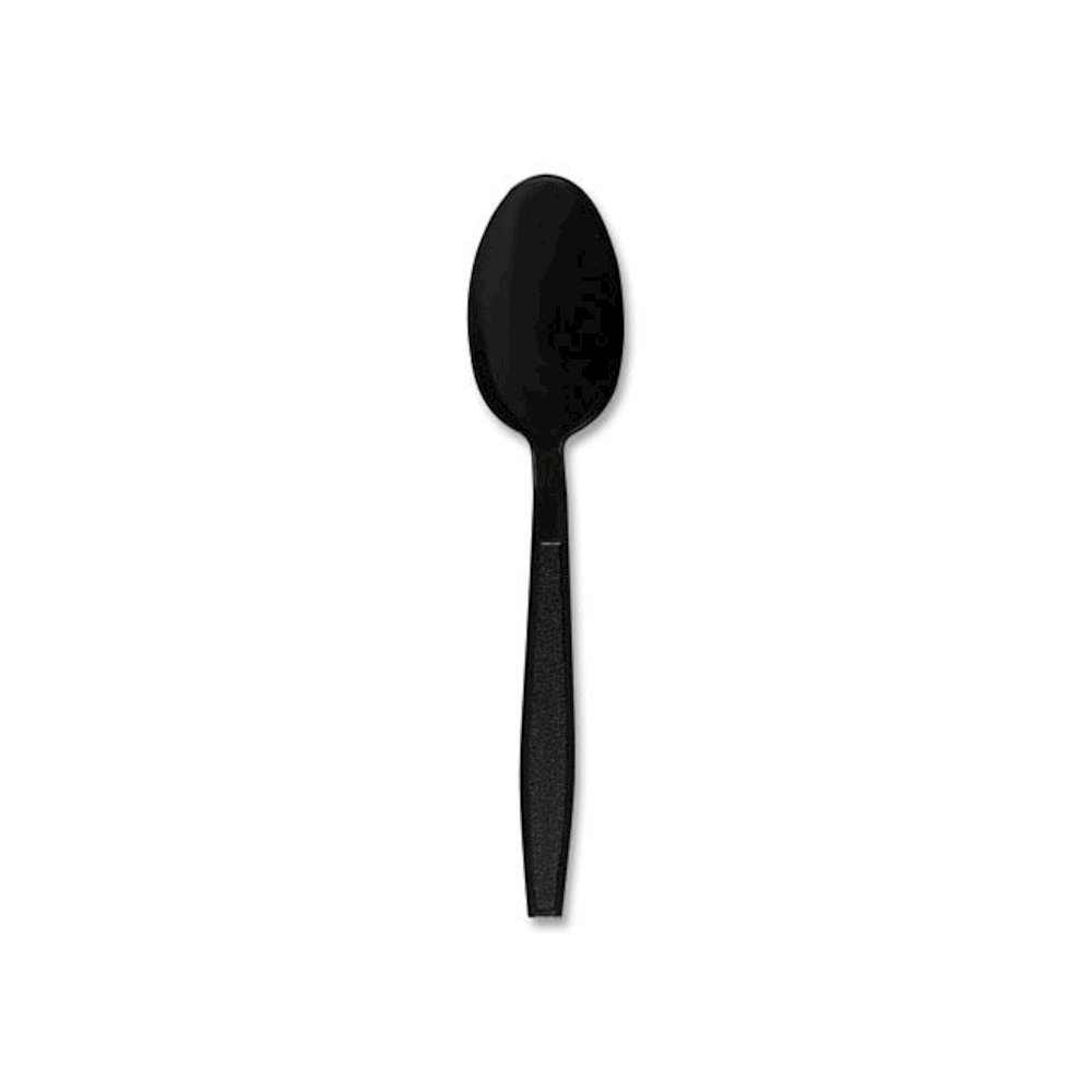 Heavyweight Polypropylene Cutlery, Spoon, Plastic, Black, 1,000/Carton. Picture 1