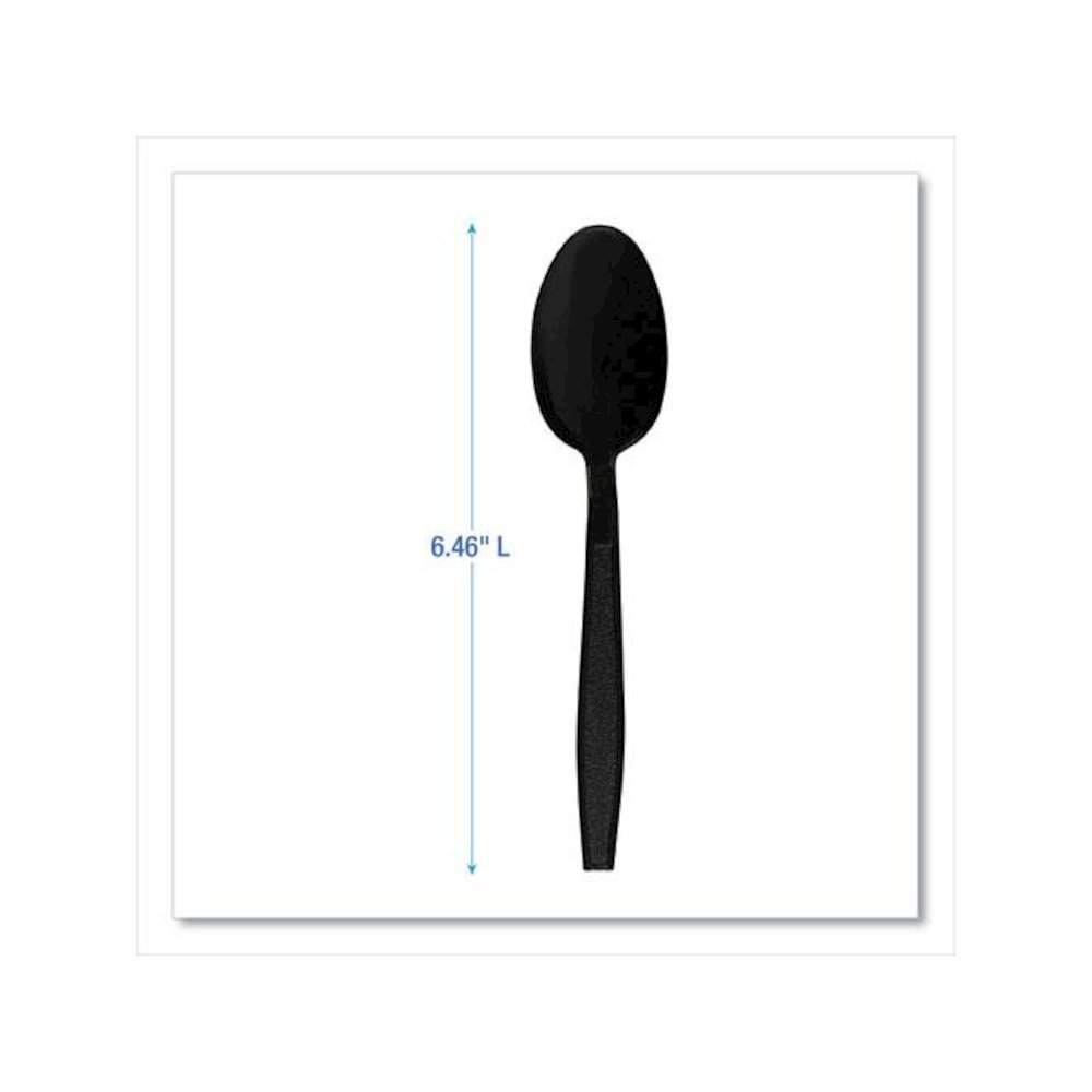 Heavyweight Polypropylene Cutlery, Spoon, Plastic, Black, 1,000/Carton. Picture 3