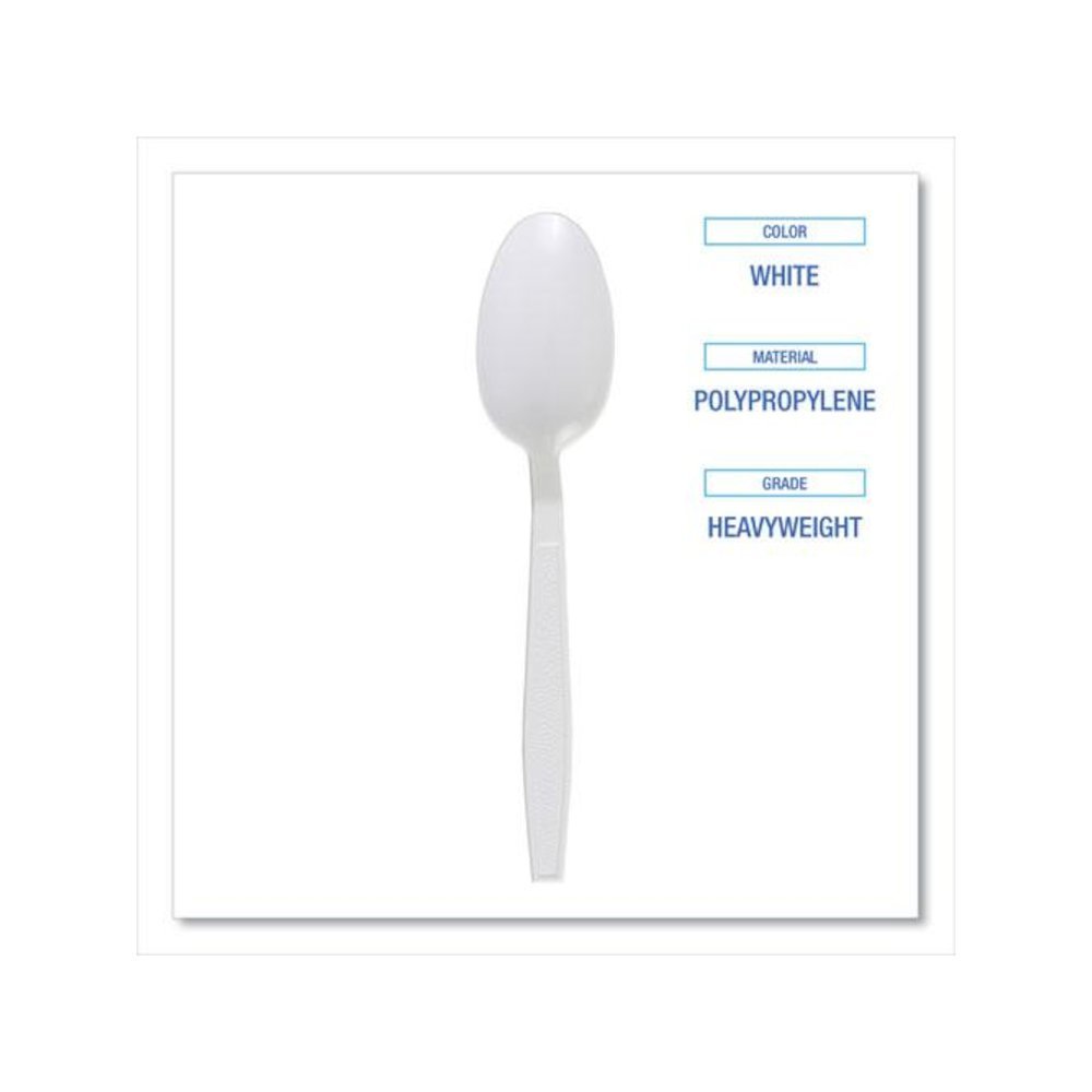 Heavyweight Polypropylene Cutlery, Spoon, Plastic, White, 1,000/Carton. Picture 4
