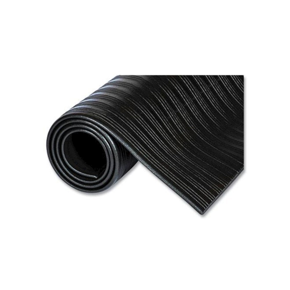 Ribbed Vinyl Anti-Fatigue Mat, Rectangular, Black Ribbed Surface, 36" x 12 ft. Picture 2