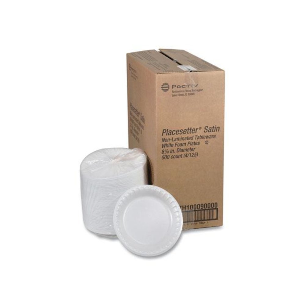 Placesetter Satin Non-Laminated Foam Dinnerware, Plate, 9" dia, White, 125/Pack, 4 Packs/Carton. Picture 2