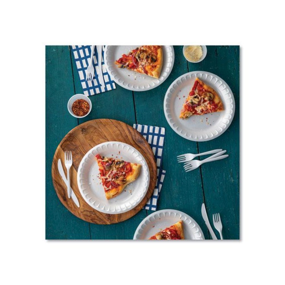 Placesetter Satin Non-Laminated Foam Dinnerware, Plate, 9" dia, White, 125/Pack, 4 Packs/Carton. Picture 5