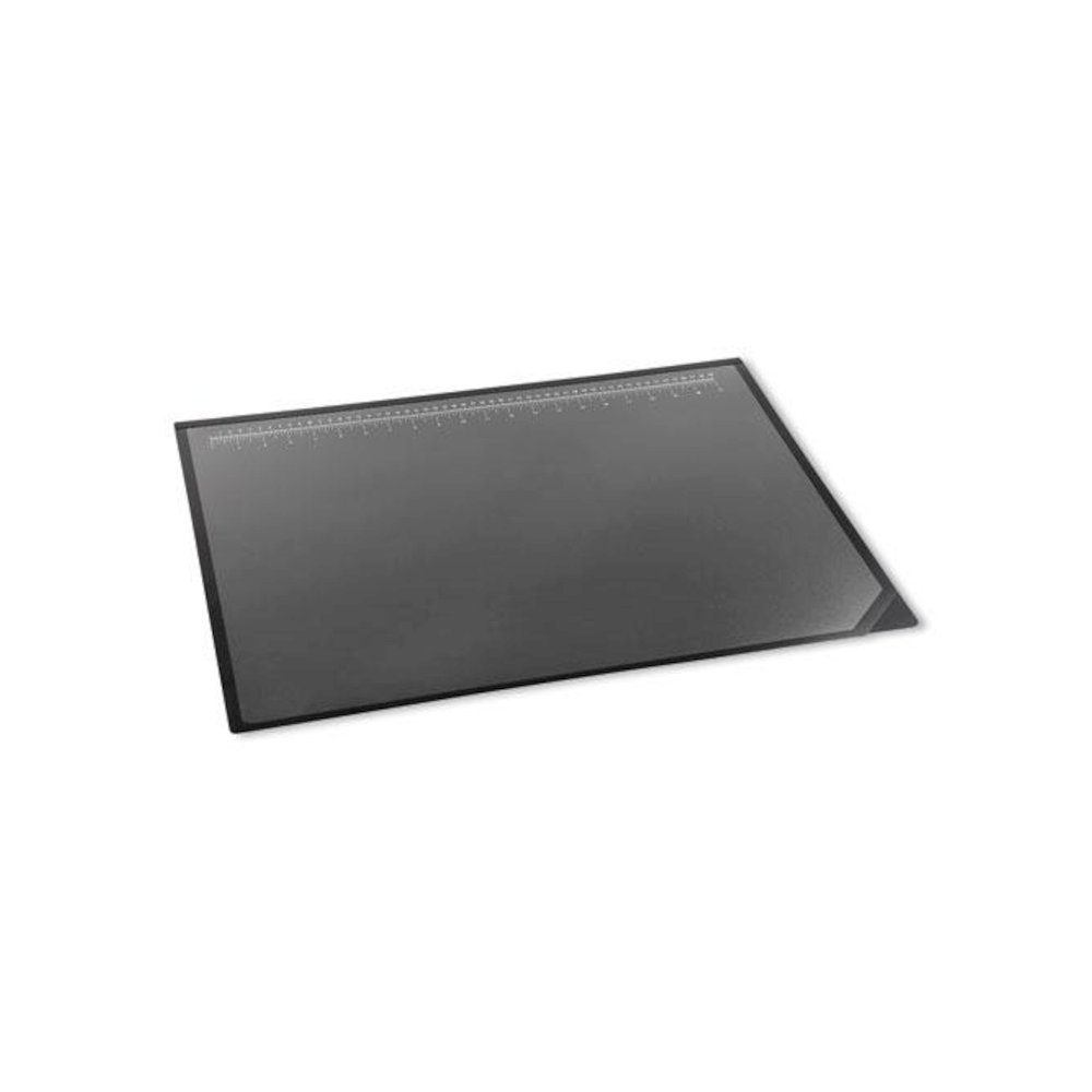 Desk Pad with Transparent Frost Lift-Top Overlay, Antimicrobial Product Protection, 31" x 20", Black. Picture 3
