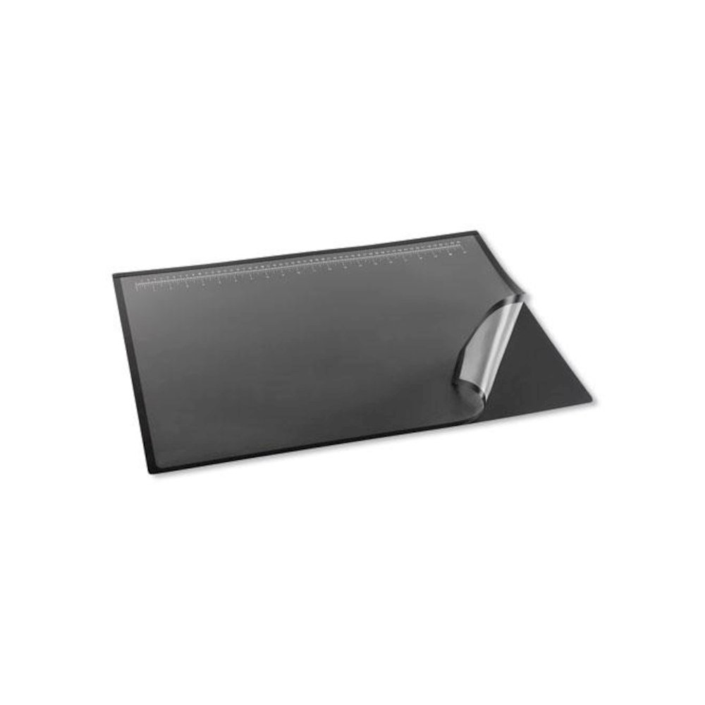 Desk Pad with Transparent Frost Lift-Top Overlay, Antimicrobial Product Protection, 31" x 20", Black. Picture 4