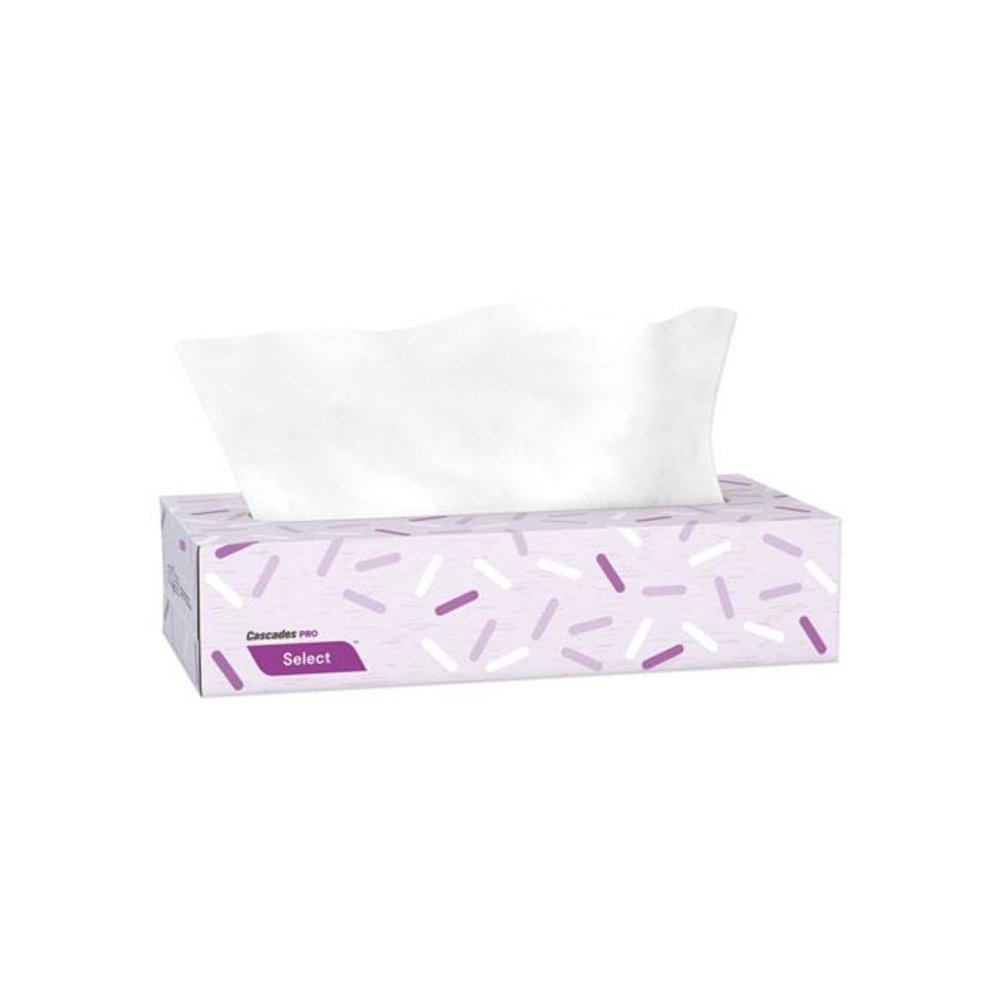 Select Flat Box Facial Tissue, 2-Ply, White, 100 Sheets/Box, 30 Boxes/Carton. Picture 1