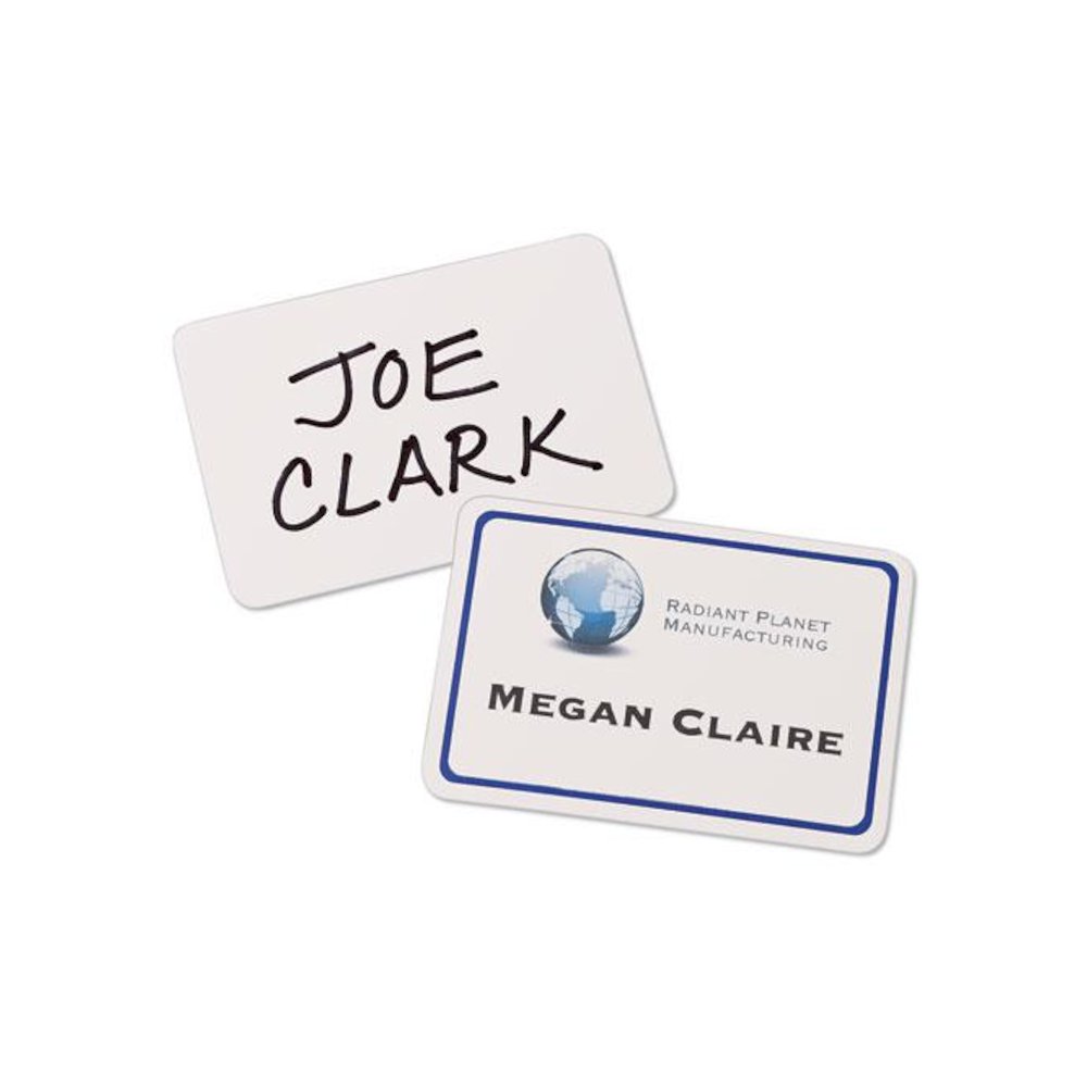 Flexible Adhesive Name Badge Labels, 3.38 x 2.33, White/Blue Border, 40/Pack. Picture 3