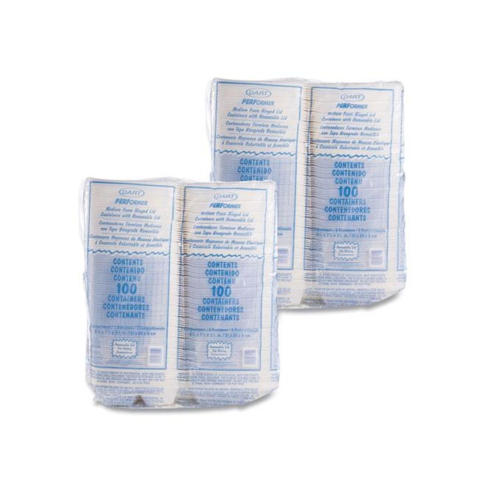 Foam Hinged Lid Containers, 3 Compartments, 8.38 x 7.78 x 3.25, 200/Carton. Picture 2