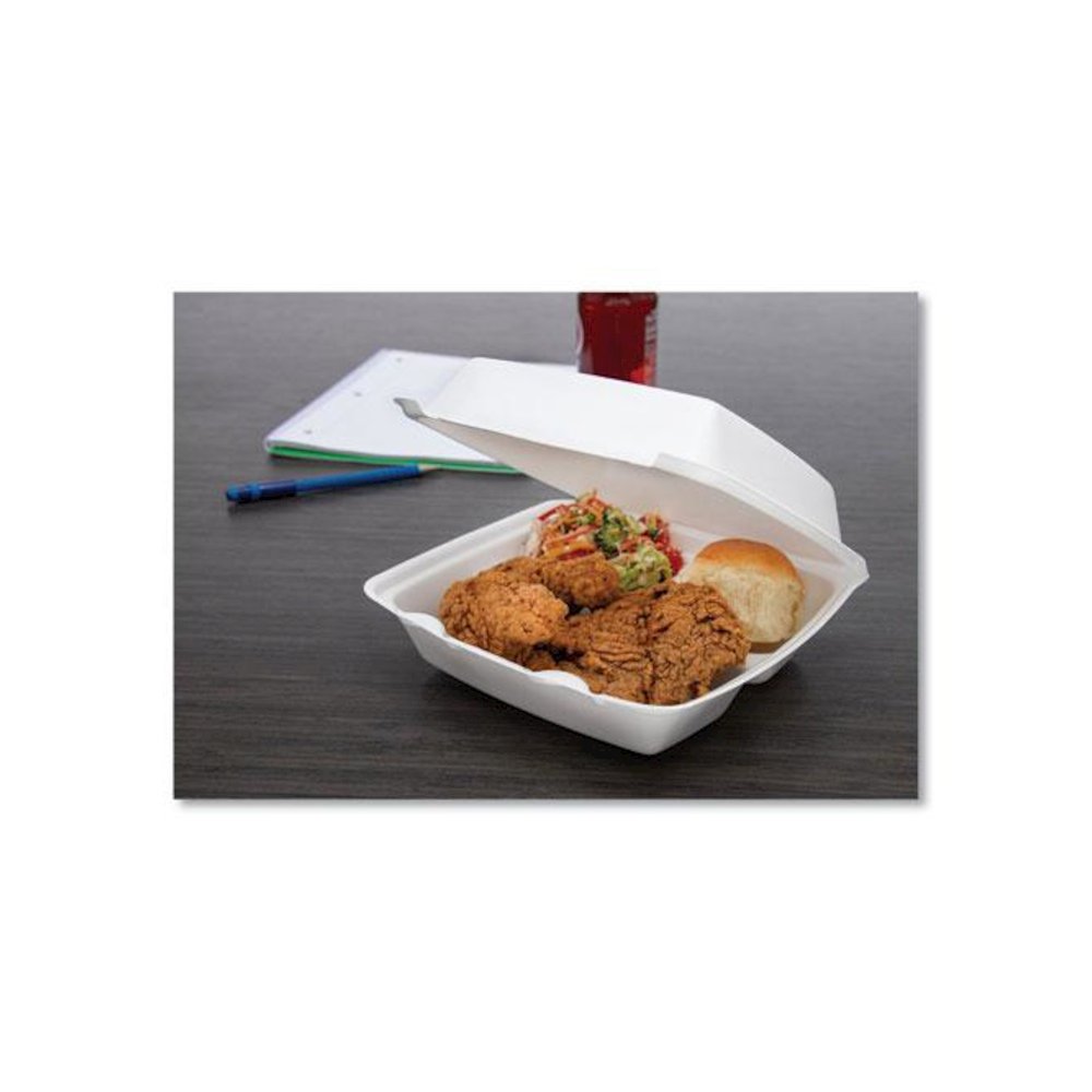 Foam Hinged Lid Containers, 3 Compartments, 8.38 x 7.78 x 3.25, 200/Carton. Picture 3