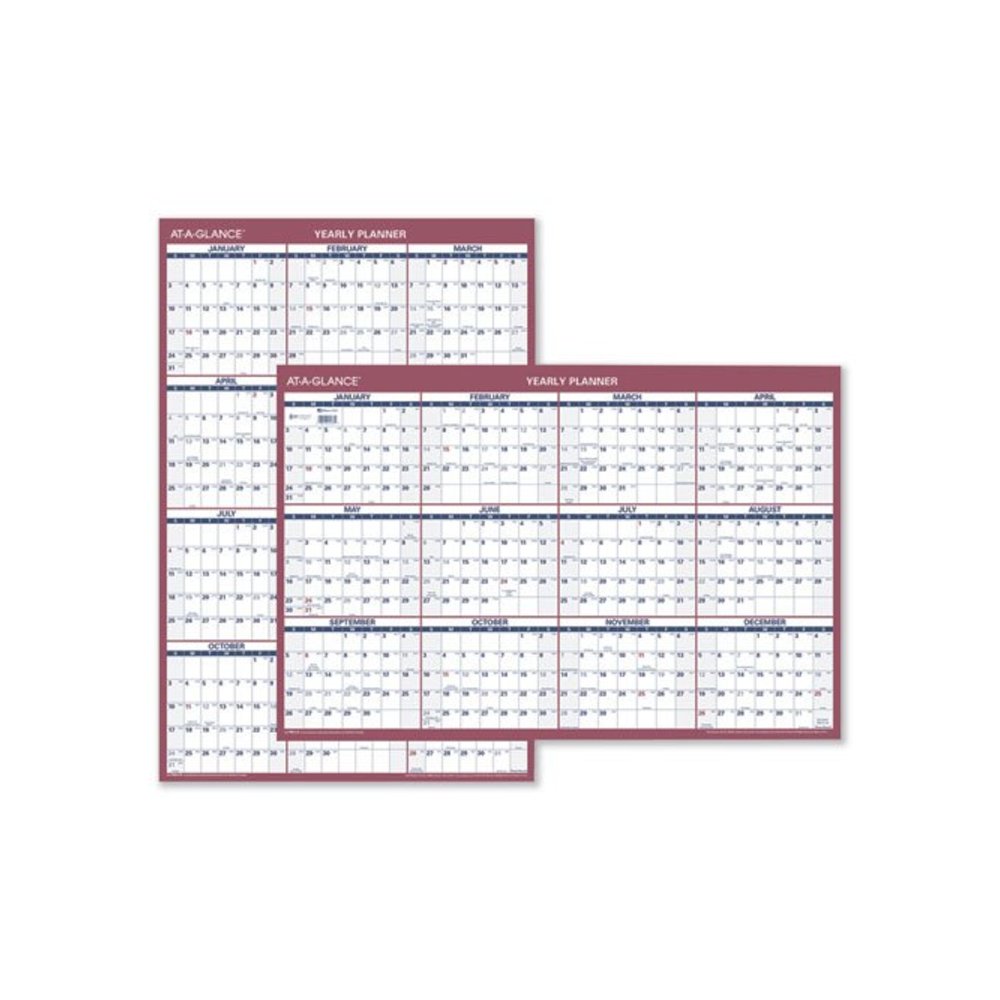 Vertical/Horizontal Wall Calendar, 24 x 36, White/Blue/Red Sheets, 12-Month (Jan to Dec): 2026. Picture 1