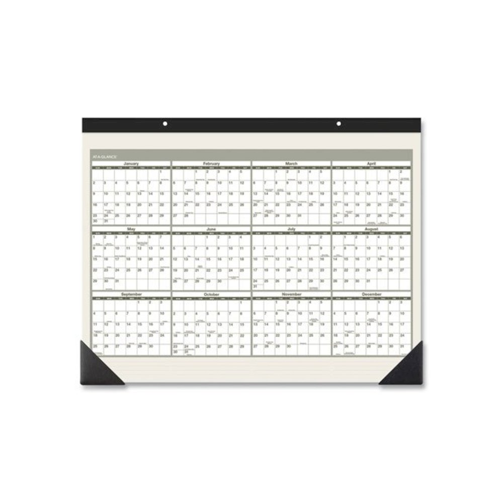 Recycled Monthly Desk Pad, 22 x 17, Sand/Green Sheets, Black Binding, Black Corners, 12-Month (Jan to Dec): 2026. Picture 2