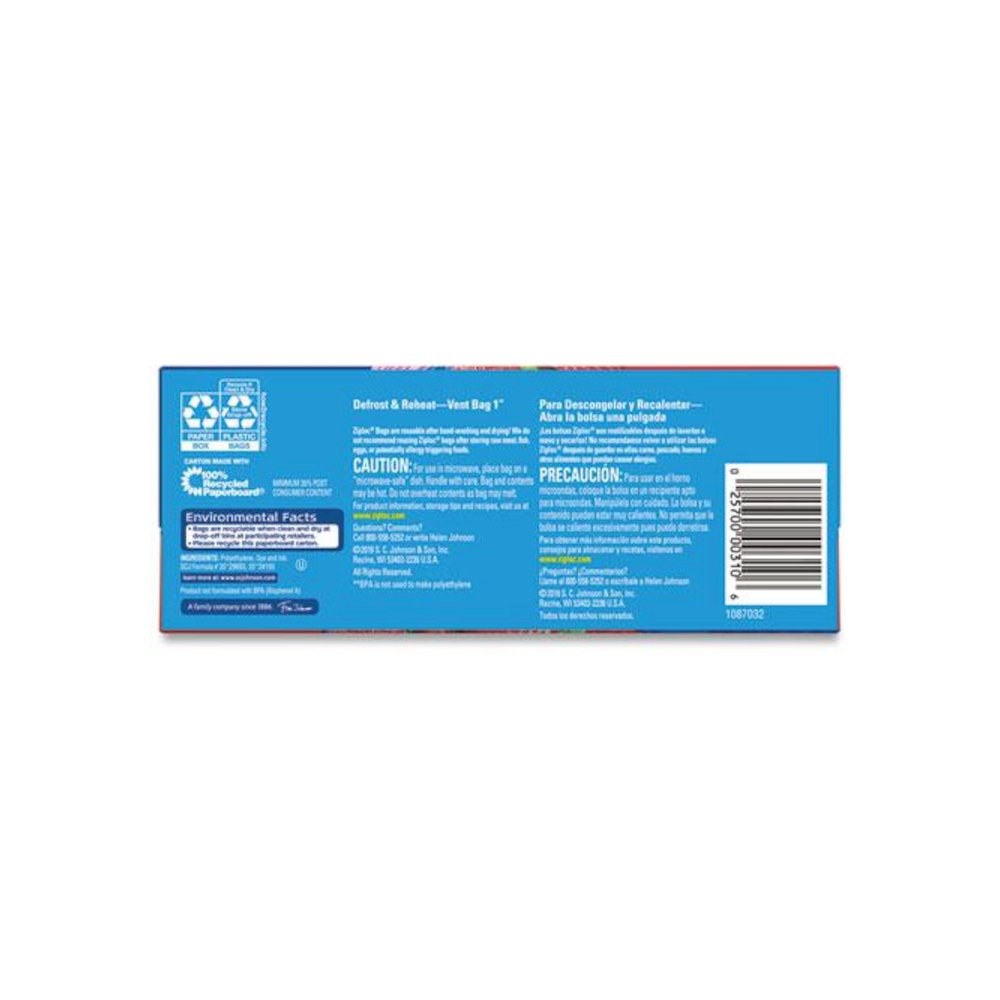 Double Zipper Storage Bags, Triple System Seal, Quart, 9.63" x 8.5", Clear, 48/Box. Picture 6