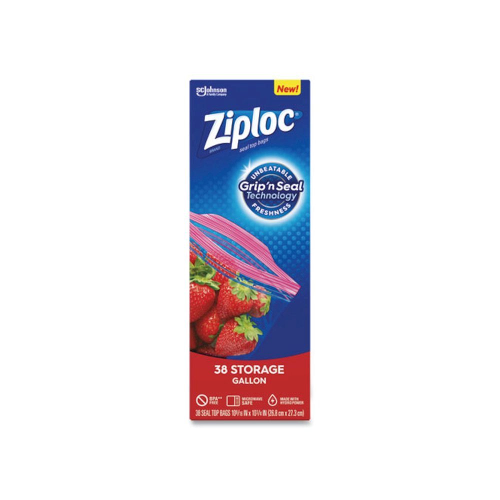 Double Zipper Storage Bags, Triple System Seal, Gallon, 10.56" x 10.75", Clear, 38/Box. Picture 2