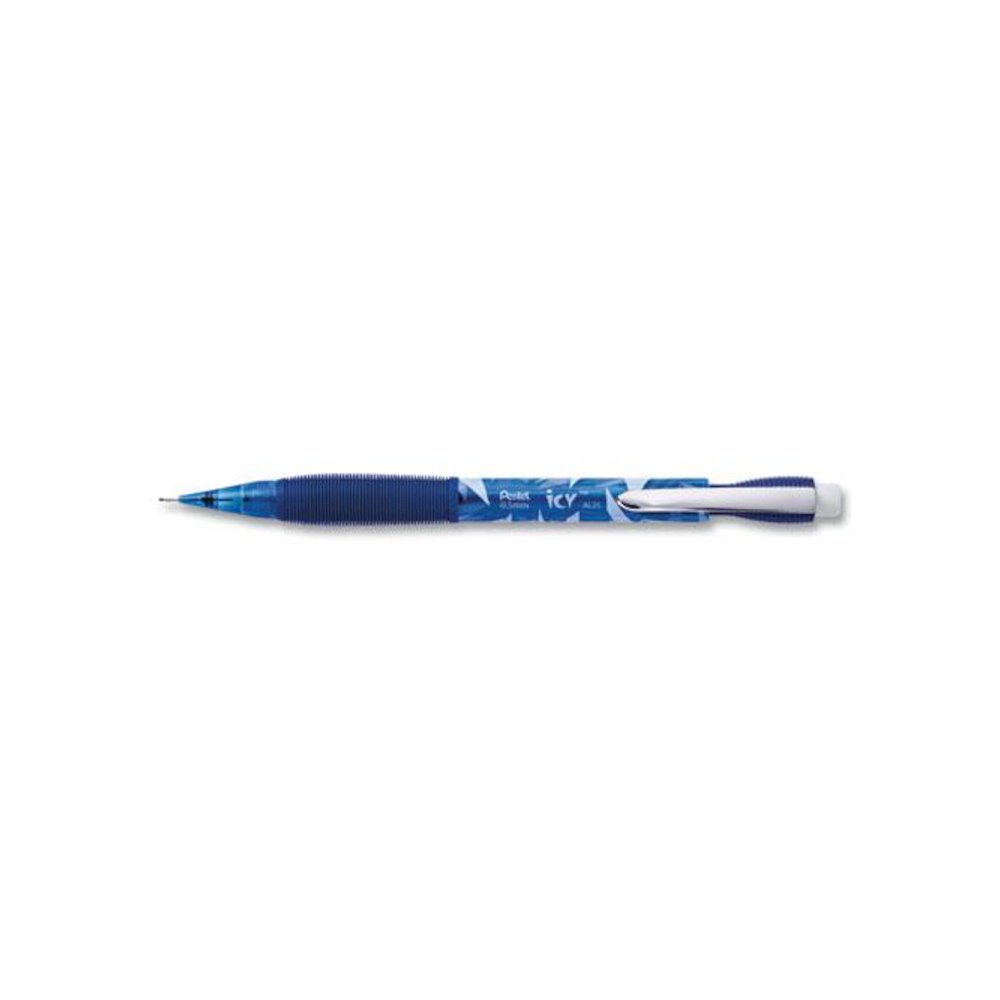 Icy Mechanical Pencil, 0.5 mm, HB (#2), Black Lead, Transparent Blue Barrel, Dozen. Picture 1