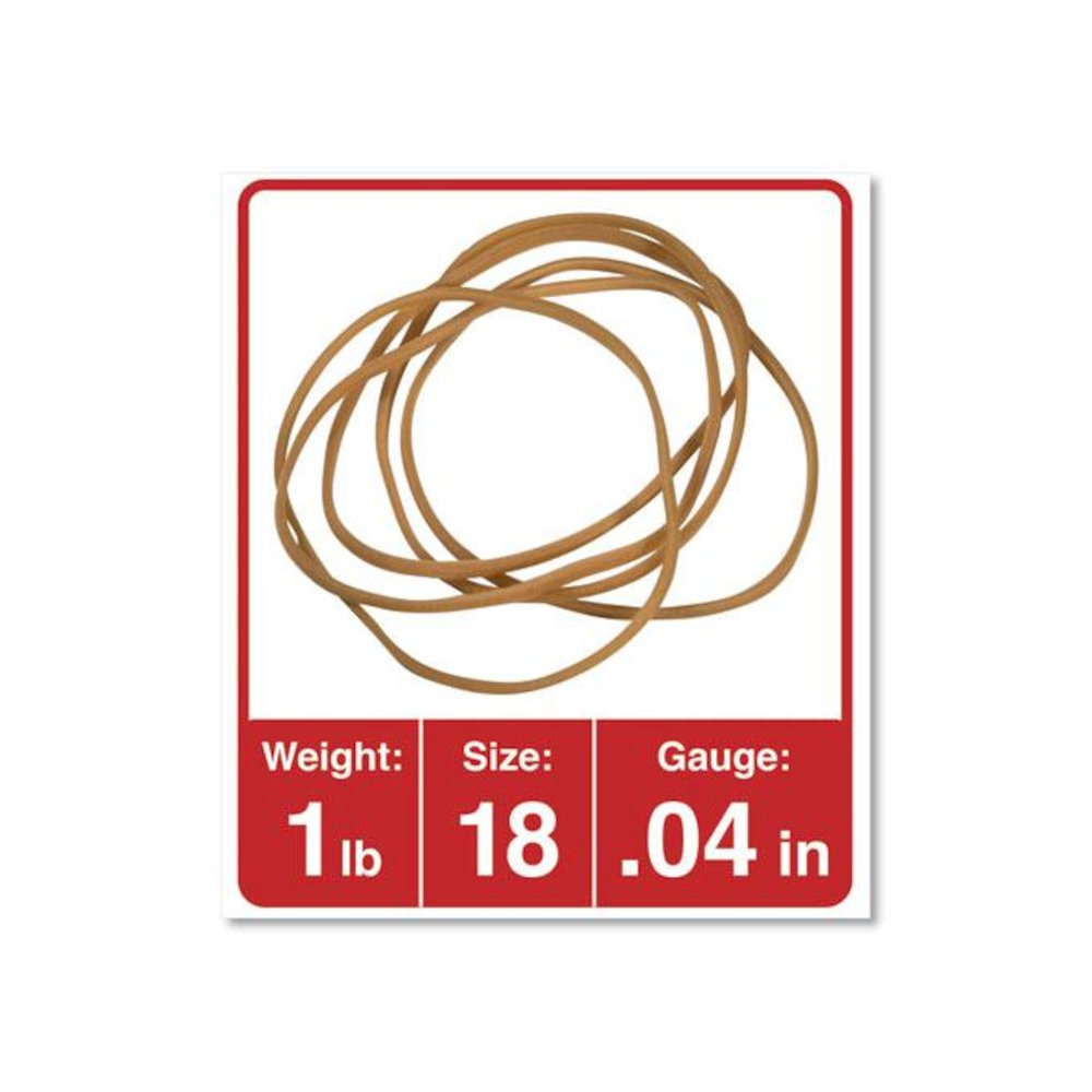 Rubber Bands, Size 18, 0.04" Gauge, Beige, 1 lb Box, 1,600/Pack. Picture 2