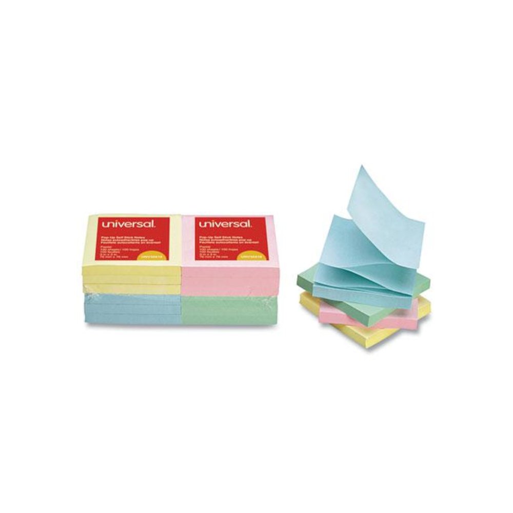 Fan-Folded Self-Stick Pop-Up Note Pads, 3" x 3", Assorted Pastel Colors, 100 Sheets/Pad, 12 Pads/Pack. Picture 6