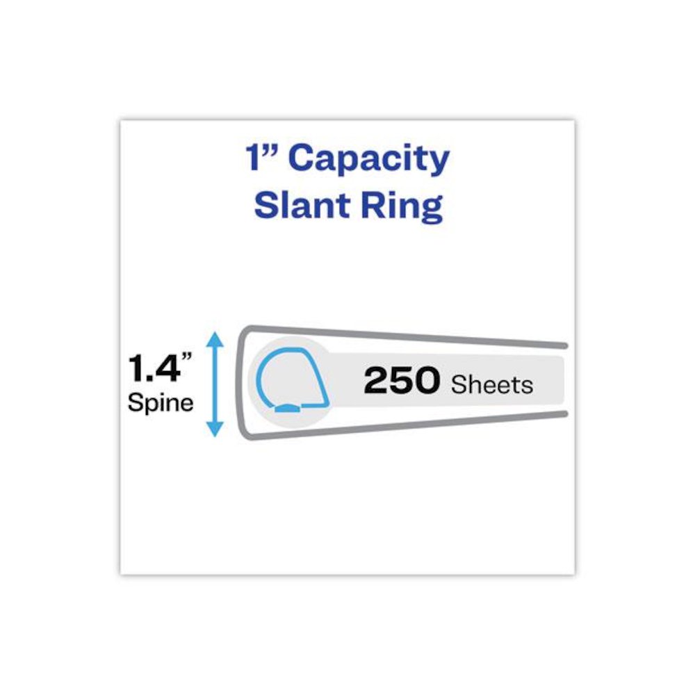 Heavy-Duty Non Stick View Binder with DuraHinge and Slant Rings, 3 Rings, 1" Capacity, 11 x 8.5, White, 4/Pack. Picture 2