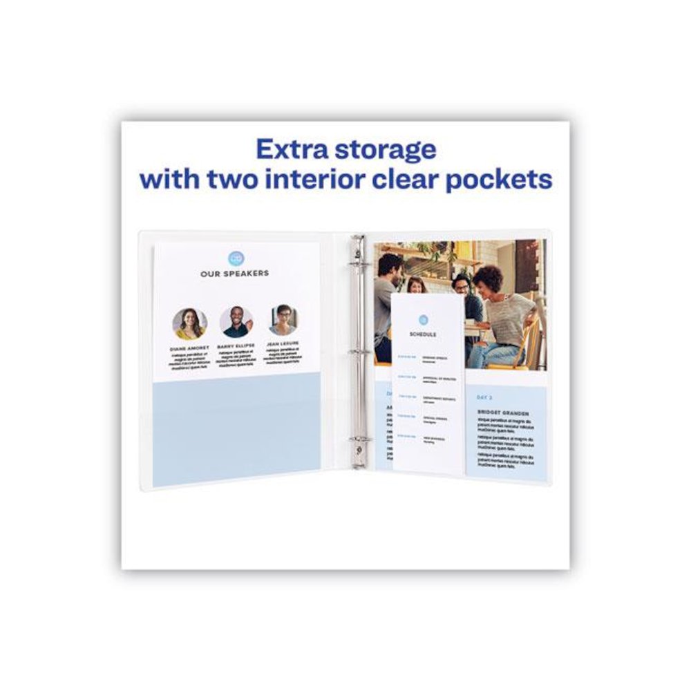 Heavy-Duty Non Stick View Binder with DuraHinge and Slant Rings, 3 Rings, 1" Capacity, 11 x 8.5, White, 4/Pack. Picture 6