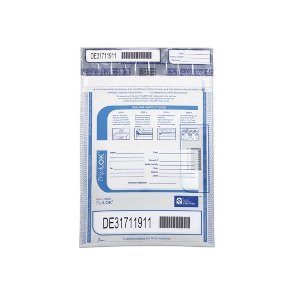 TripLOK Series A Tamper-Evident Bags, 9 x 12, Clear, 100/Pack. Picture 1