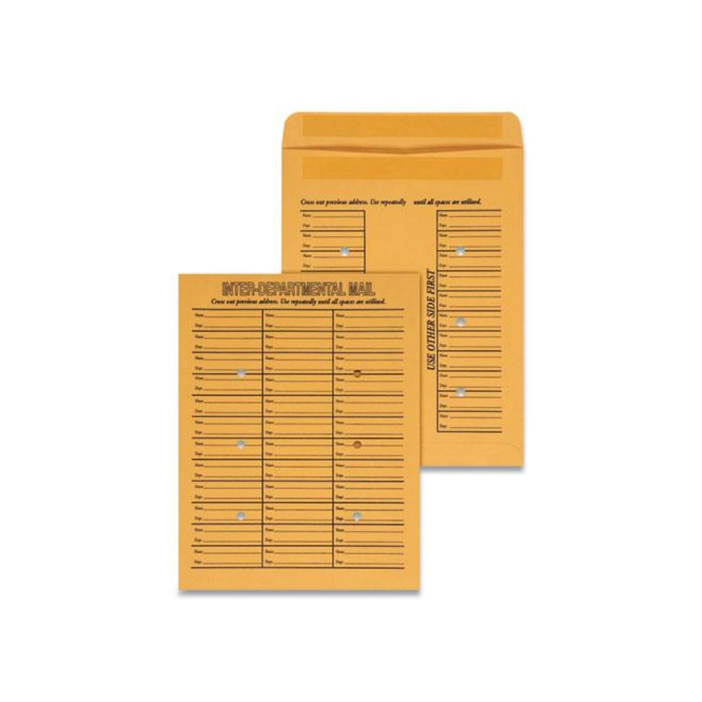 Deluxe Interoffice Press and Seal Envelopes, #97, Two-Sided Three-Column Format, 10 x 13, Brown Kraft, 100/Box. Picture 1