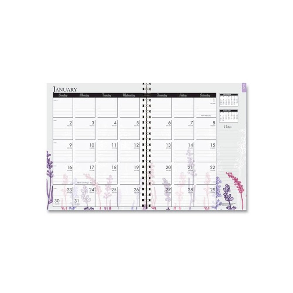 Recycled Wild Flower Weekly/Monthly Planner, Wild Flowers Artwork, 9 x 7, Gray/White/Purple Cover, 12-Month (Jan-Dec): 2026. Picture 2