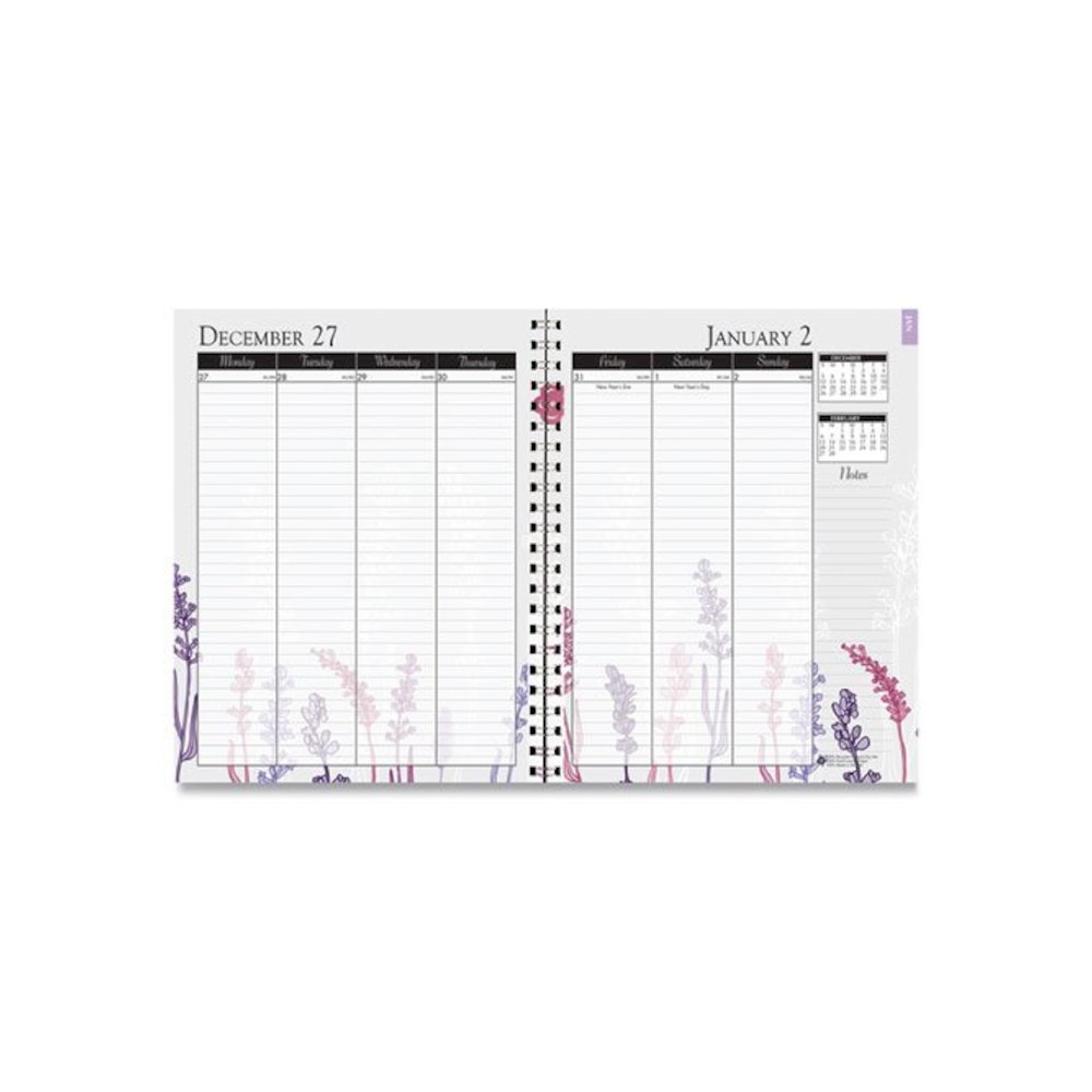 Recycled Wild Flower Weekly/Monthly Planner, Wild Flowers Artwork, 9 x 7, Gray/White/Purple Cover, 12-Month (Jan-Dec): 2026. Picture 3