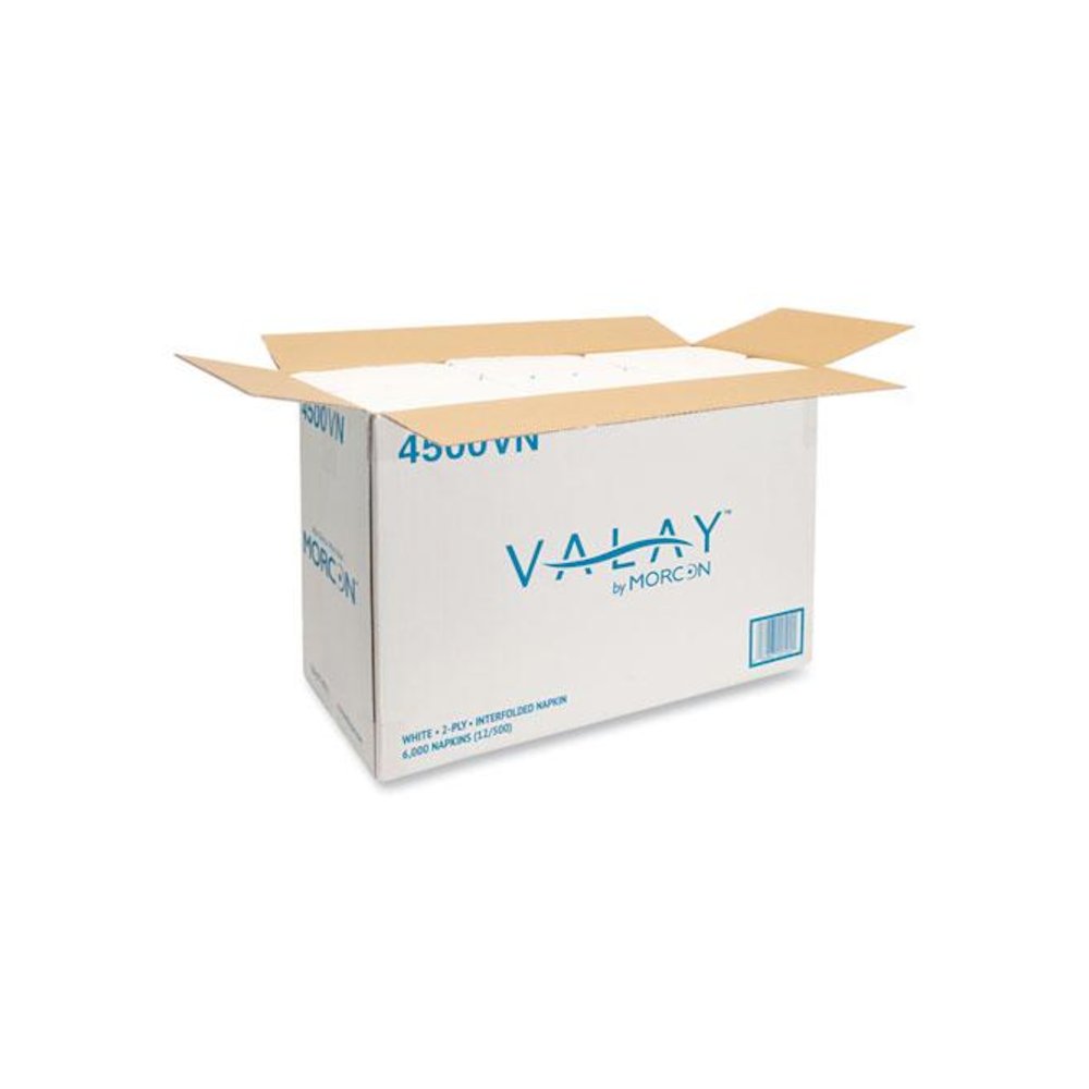 Valay Interfolded Napkins, 2-Ply, 6.5 x 8.25, White, 500/Pack, 12 Packs/Carton. Picture 3
