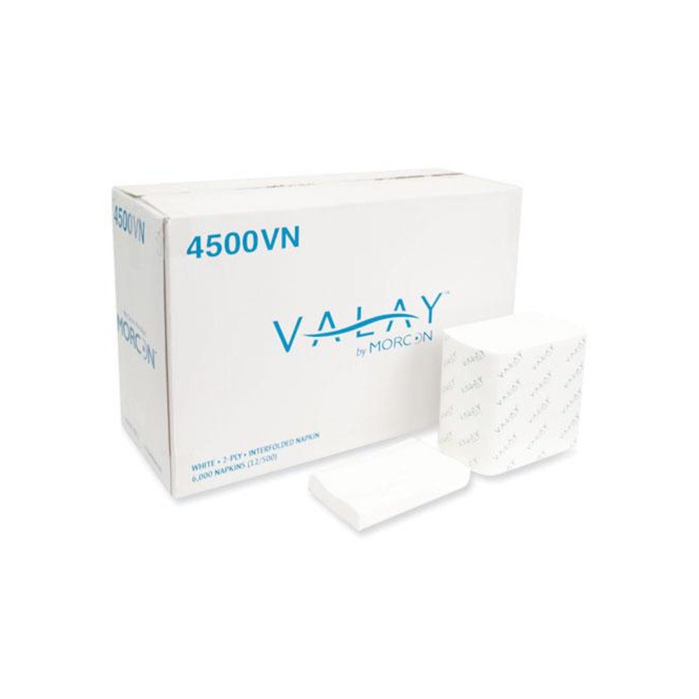 Valay Interfolded Napkins, 2-Ply, 6.5 x 8.25, White, 500/Pack, 12 Packs/Carton. Picture 1