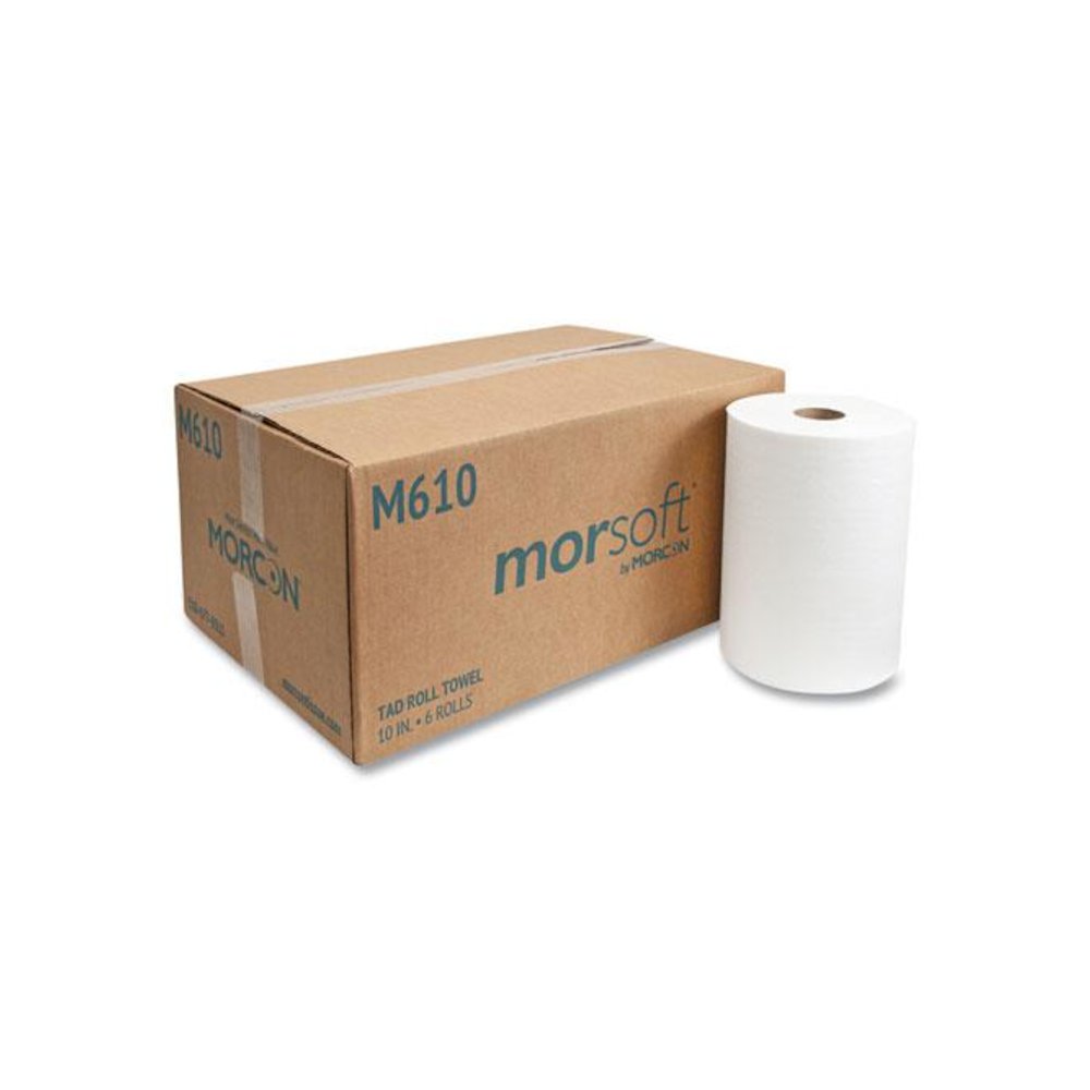 10 Inch TAD Roll Towels, 1-Ply, 10" x 500 ft, White, 6 Rolls/Carton. Picture 1
