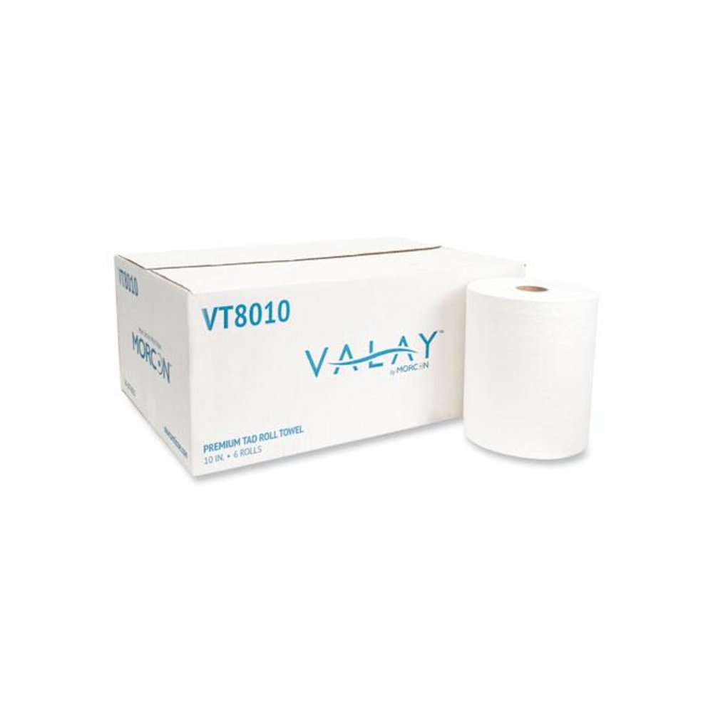 10 Inch TAD Roll Towels, 1-Ply, 10" x 700 ft, White, 6 Rolls/Carton. Picture 1