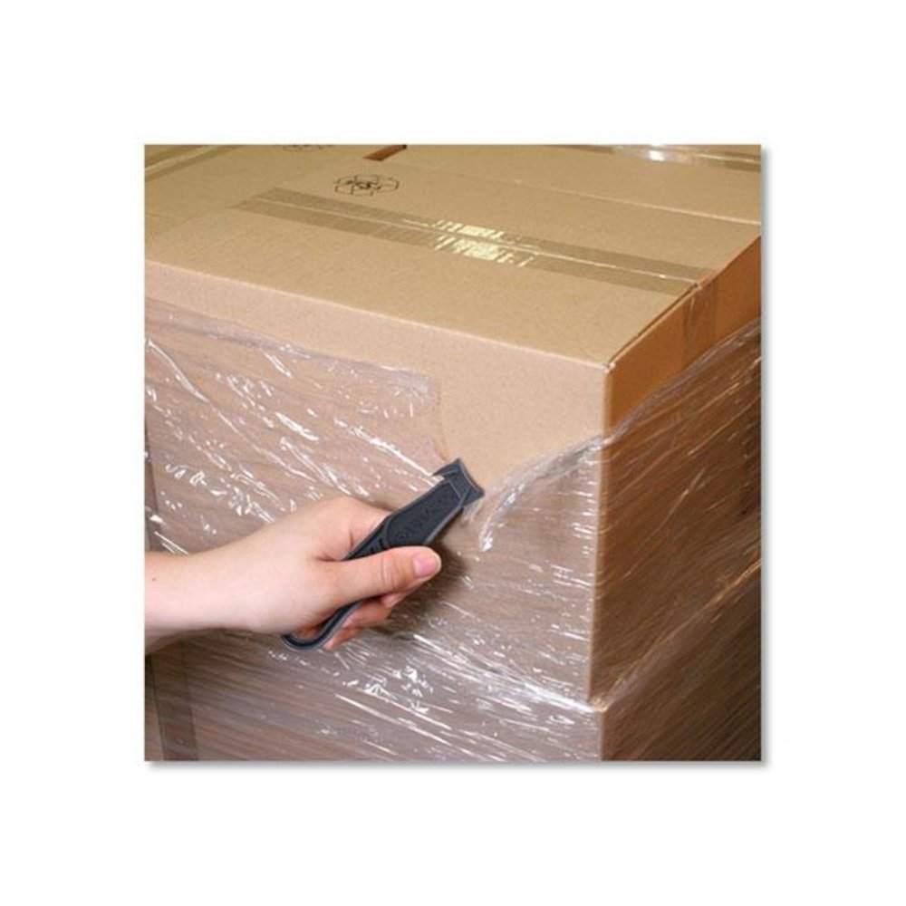 Safety Cutter Box Cutter Knife with Double Shielded Blade, 4" Plastic Handle, Black, 5/Pack. Picture 3