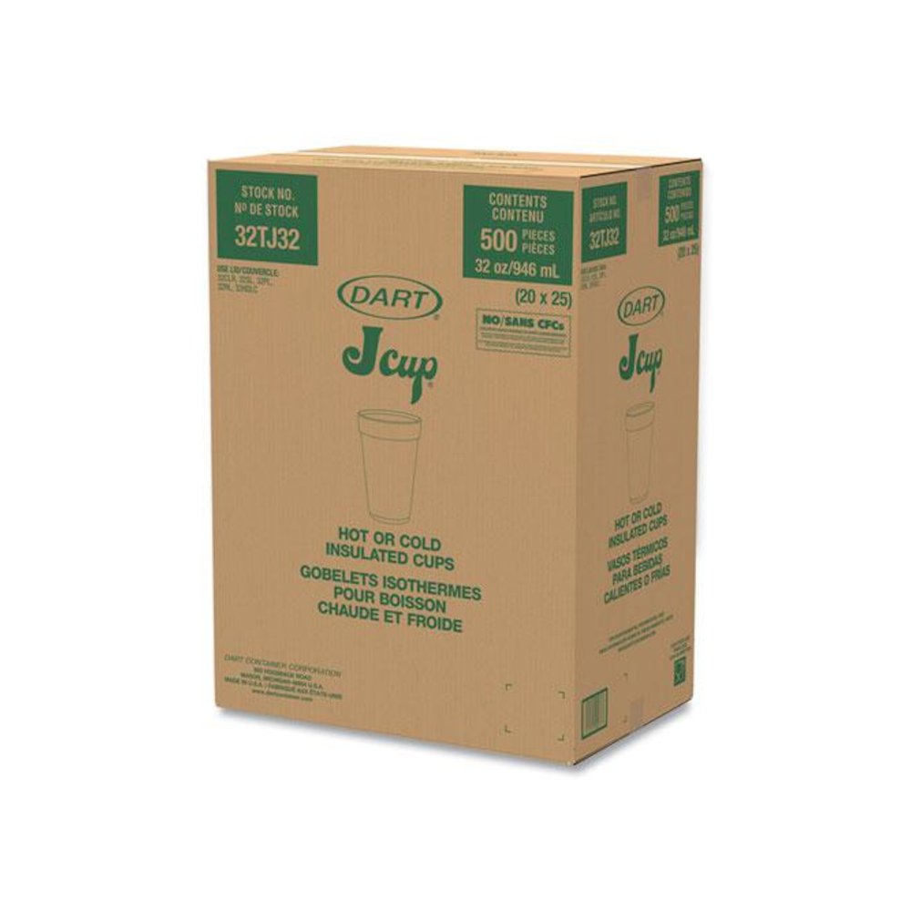 Foam Drink Cups, 32 oz., White, 25/Bag, 20 Bags/Carton. Picture 3