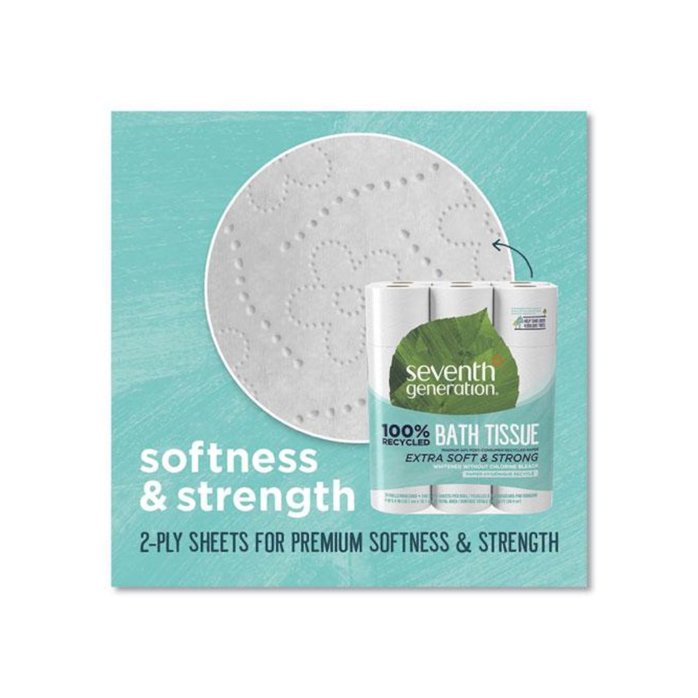 100% Recycled Bathroom Tissue, Septic Safe, 2-Ply, White, 240 Sheets/Roll, 24 Rolls/Pack, 2 Packs/Carton. Picture 3