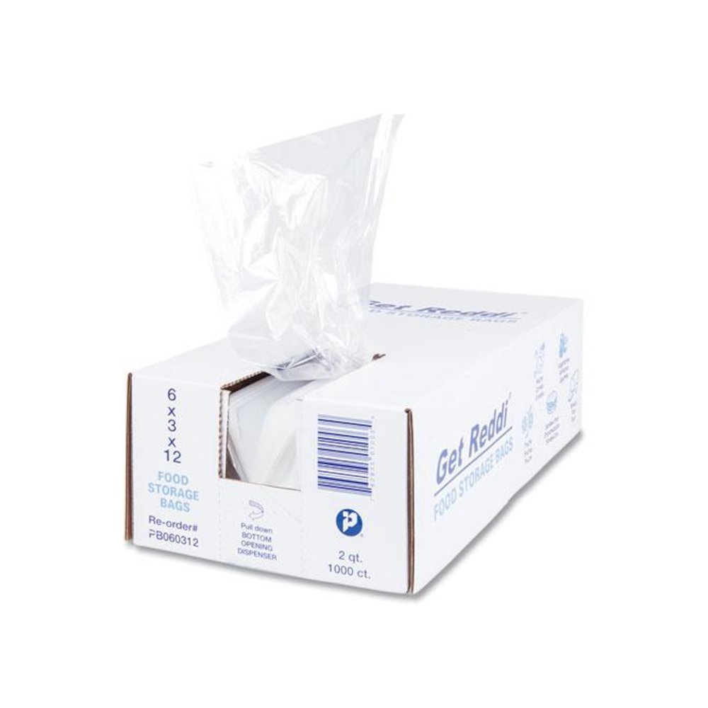 Food Bags, 64 oz, 6" x 3" x 12", Clear, 1,000/Carton. Picture 4