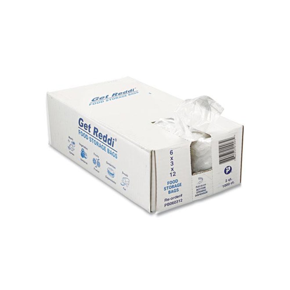 Food Bags, 64 oz, 6" x 3" x 12", Clear, 1,000/Carton. Picture 3