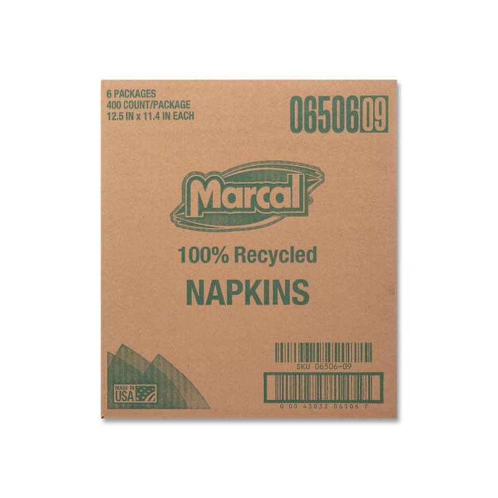 100% Recycled Luncheon Napkins, 1 Ply, 11.4 x 12.5, White, 400/Pack, 6 Packs/Carton. Picture 5
