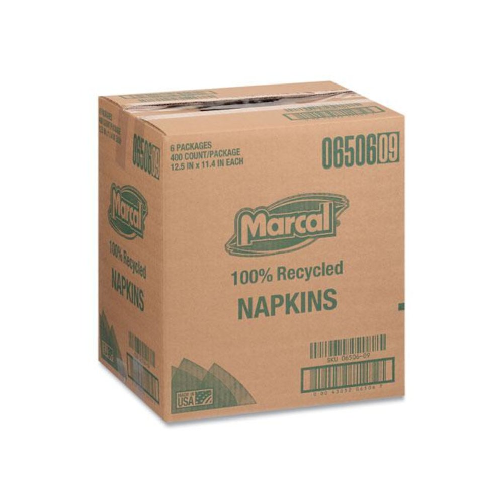 100% Recycled Luncheon Napkins, 1 Ply, 11.4 x 12.5, White, 400/Pack, 6 Packs/Carton. Picture 6