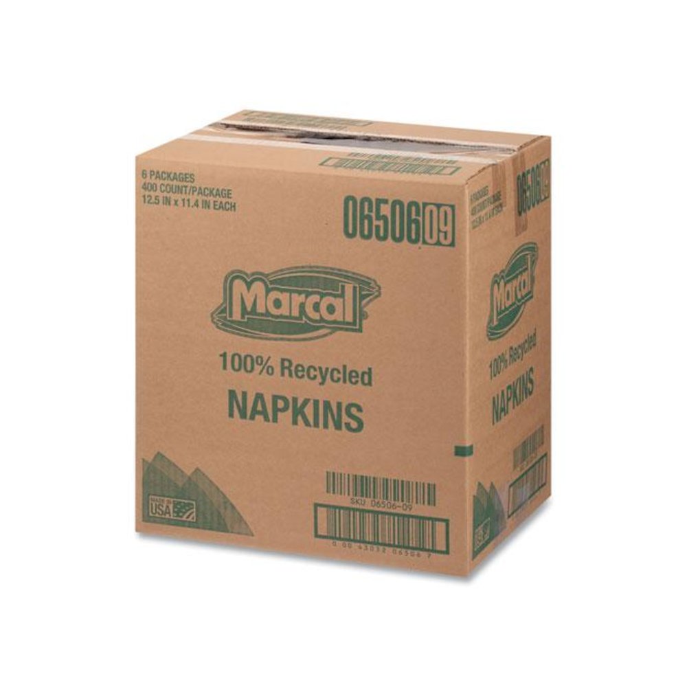 100% Recycled Luncheon Napkins, 1 Ply, 11.4 x 12.5, White, 400/Pack, 6 Packs/Carton. Picture 7